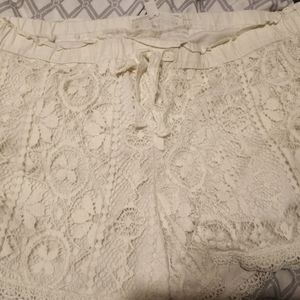 Lace/canvas shorts